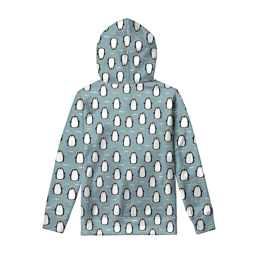 Cartoon Emperor Penguin Pattern Print Pullover Hoodie
