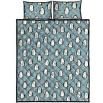 Cartoon Emperor Penguin Pattern Print Quilt Bed Set