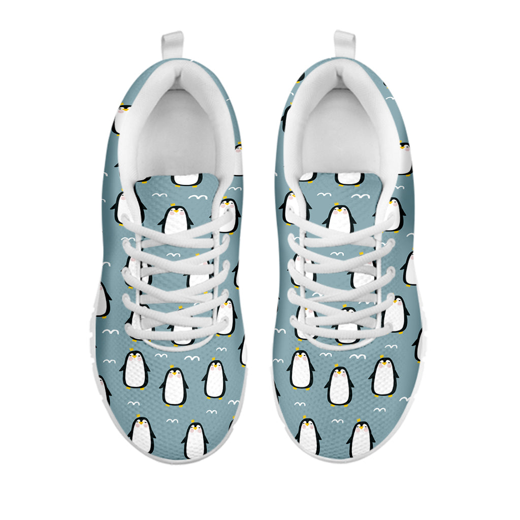 Cartoon Emperor Penguin Pattern Print White Sneakers