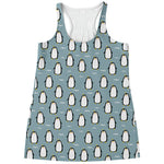 Cartoon Emperor Penguin Pattern Print Women's Racerback Tank Top