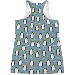 Cartoon Emperor Penguin Pattern Print Women's Racerback Tank Top
