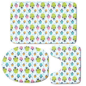 Cartoon Fish Pattern Print 3 Piece Bath Mat Set