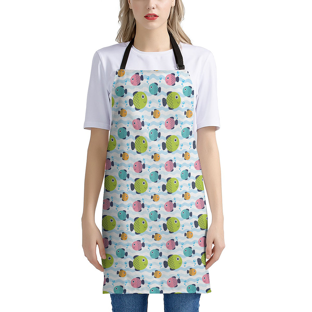 Cartoon Fish Pattern Print Apron