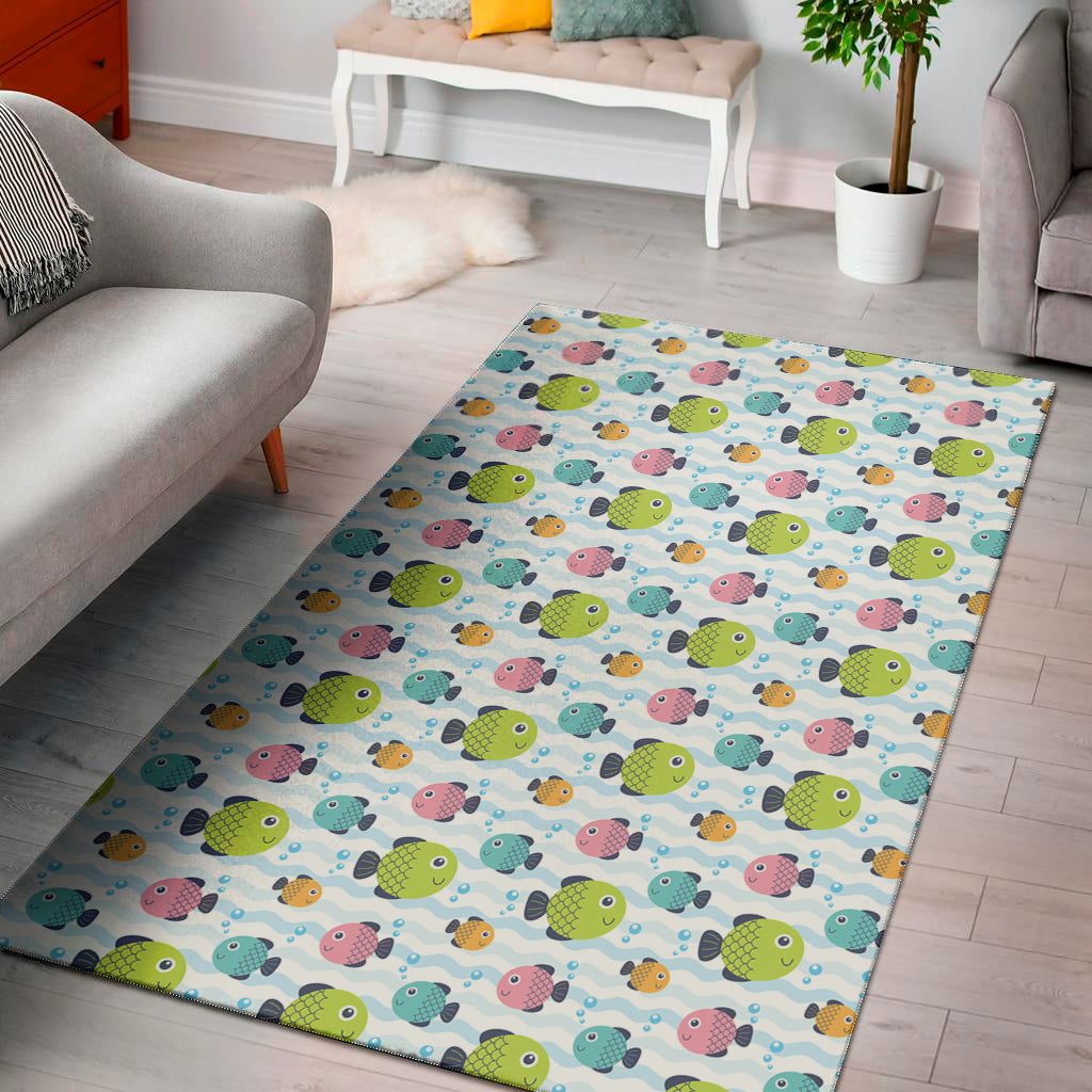 Cartoon Fish Pattern Print Area Rug