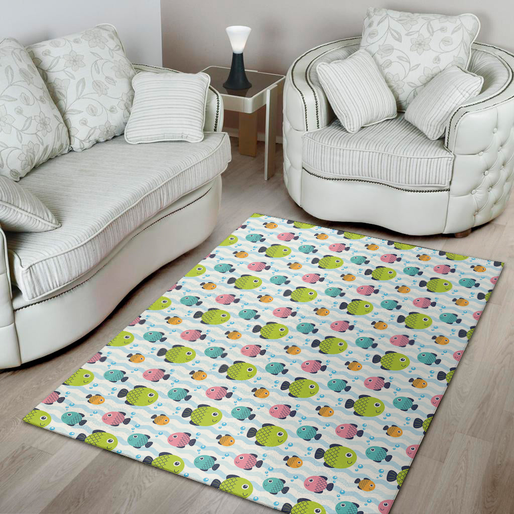 Cartoon Fish Pattern Print Area Rug