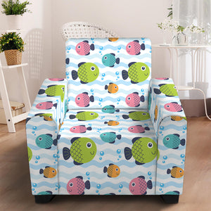 Cartoon Fish Pattern Print Armchair Slipcover