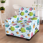 Cartoon Fish Pattern Print Armchair Slipcover