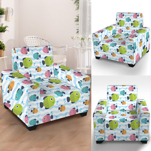 Cartoon Fish Pattern Print Armchair Slipcover