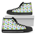 Cartoon Fish Pattern Print Black High Top Sneakers