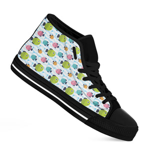 Cartoon Fish Pattern Print Black High Top Shoes