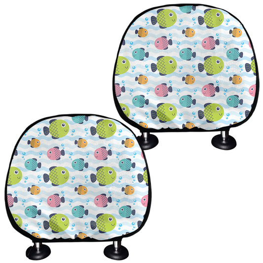 Cartoon Fish Pattern Print Car Headrest Covers