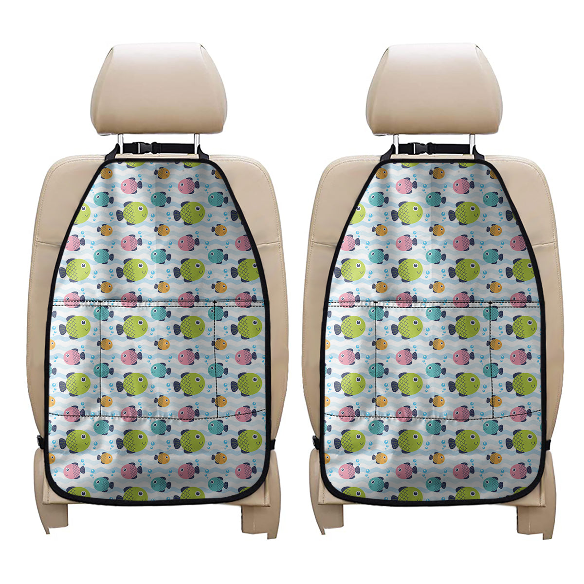 Cartoon Fish Pattern Print Car Seat Organizers