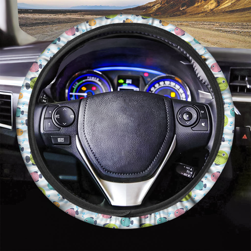 Cartoon Fish Pattern Print Car Steering Wheel Cover