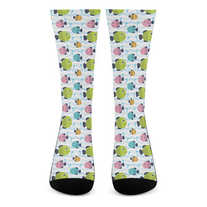 Cartoon Fish Pattern Print Crew Socks