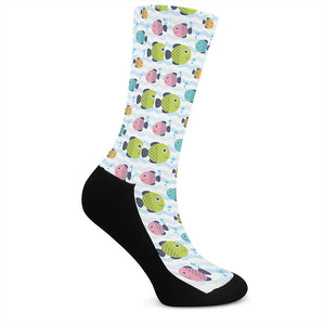 Cartoon Fish Pattern Print Crew Socks