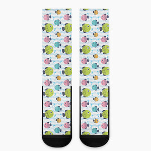 Cartoon Fish Pattern Print Crew Socks