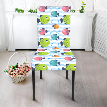 Cartoon Fish Pattern Print Dining Chair Slipcover