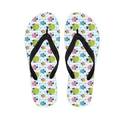 Cartoon Fish Pattern Print Flip Flops