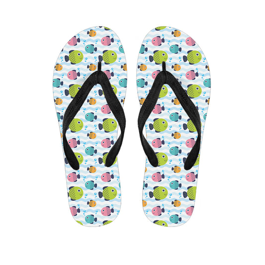 Cartoon Fish Pattern Print Flip Flops