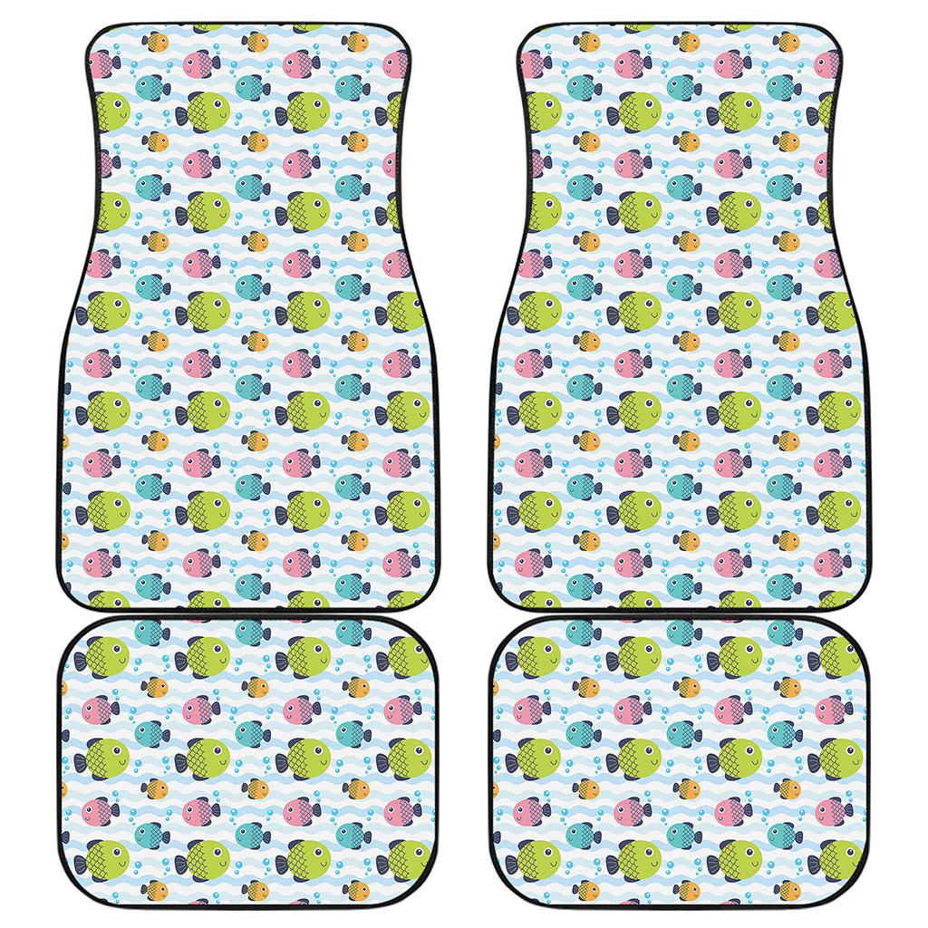 Cartoon Fish Pattern Print Front and Back Car Floor Mats