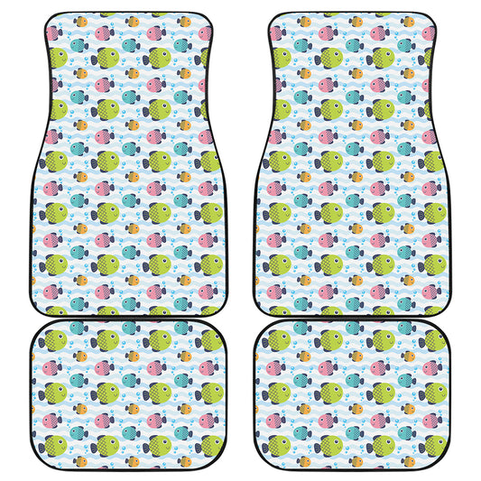 Cartoon Fish Pattern Print Front and Back Car Floor Mats