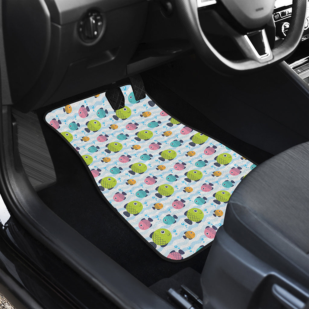 Cartoon Fish Pattern Print Front and Back Car Floor Mats