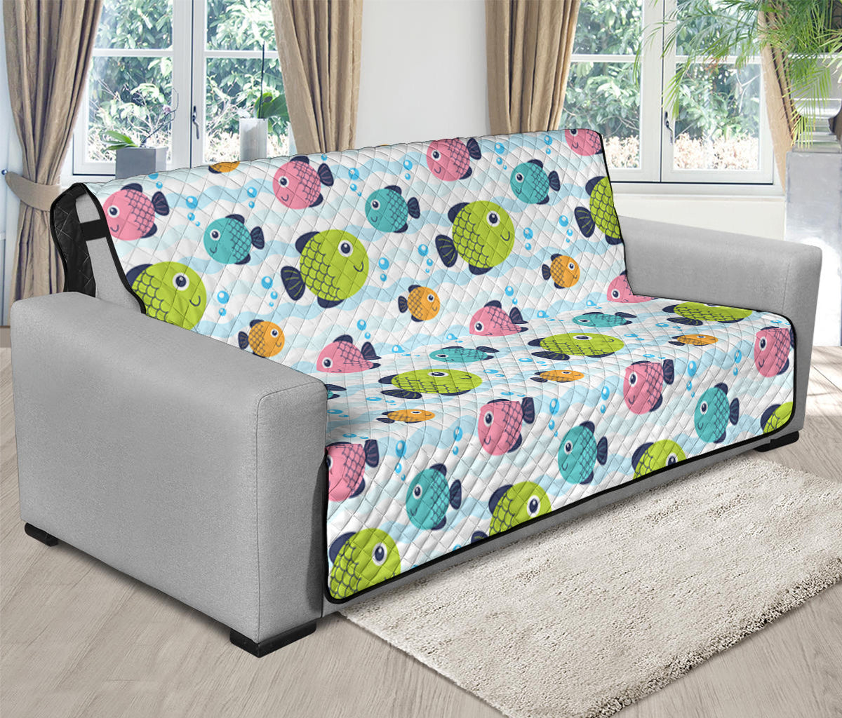 Cartoon Fish Pattern Print Futon Protector