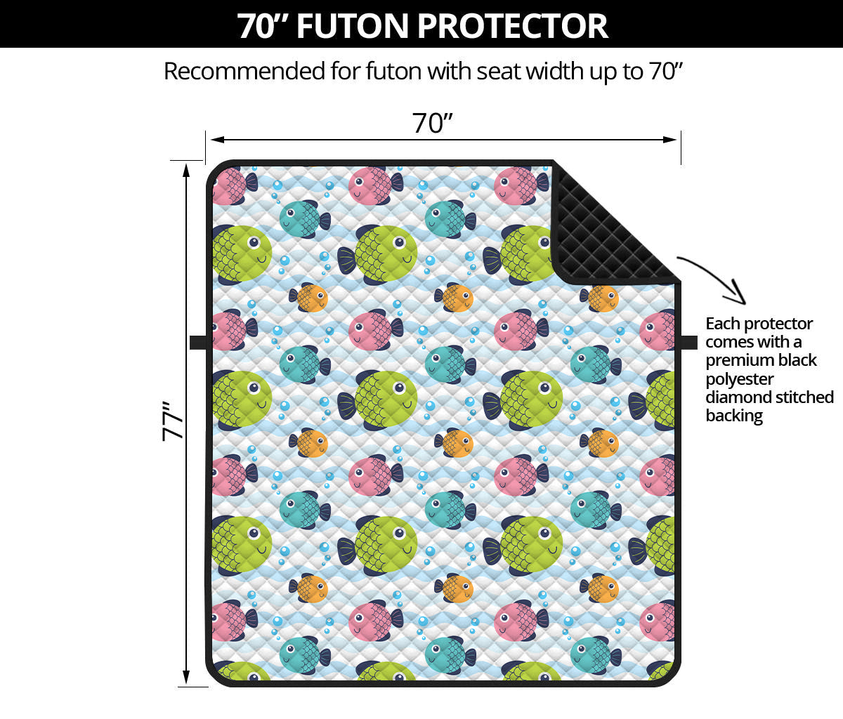 Cartoon Fish Pattern Print Futon Protector