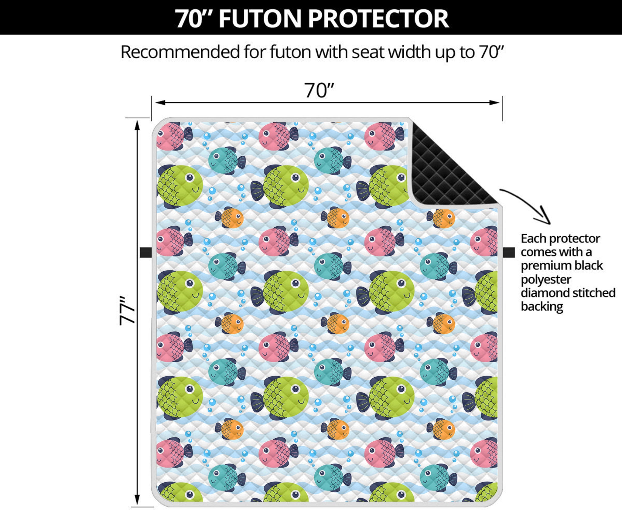 Cartoon Fish Pattern Print Futon Protector