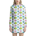 Cartoon Fish Pattern Print Pullover Hoodie Dress