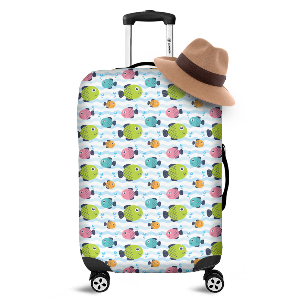 Cartoon Fish Pattern Print Luggage Cover