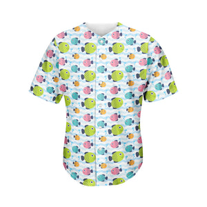 Cartoon Fish Pattern Print Men's Baseball Jersey