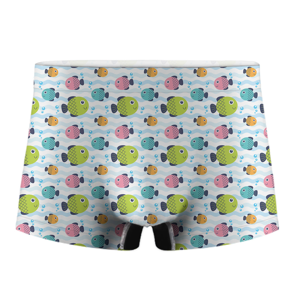 Cartoon Fish Pattern Print Men's Boxer Briefs