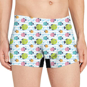 Cartoon Fish Pattern Print Men's Boxer Briefs