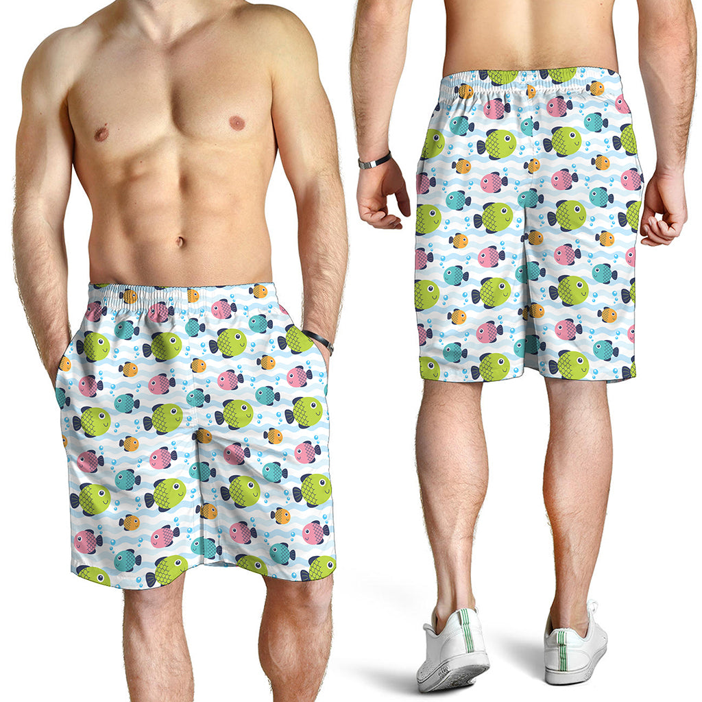 Cartoon Fish Pattern Print Men's Shorts