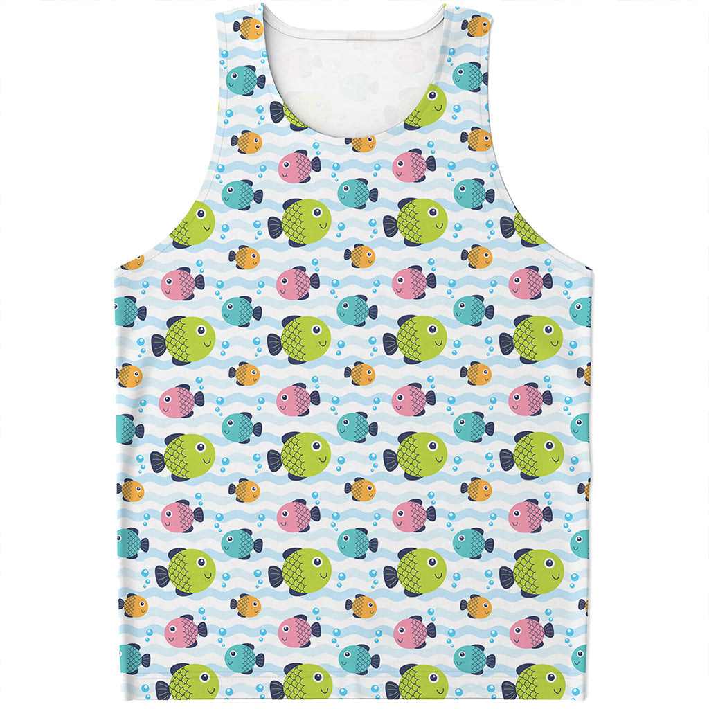 Cartoon Fish Pattern Print Men's Tank Top