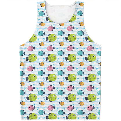 Cartoon Fish Pattern Print Men's Tank Top