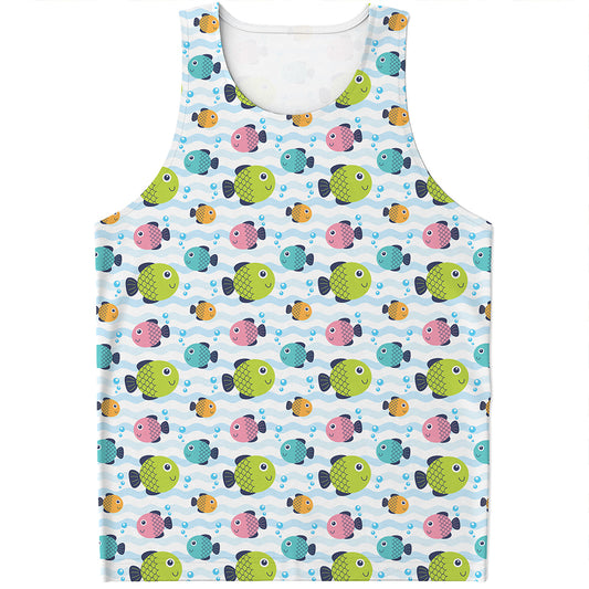 Cartoon Fish Pattern Print Men's Tank Top