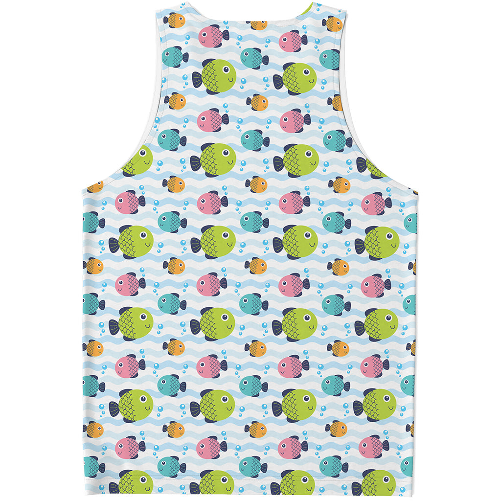 Cartoon Fish Pattern Print Men's Tank Top