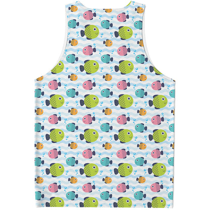 Cartoon Fish Pattern Print Men's Tank Top