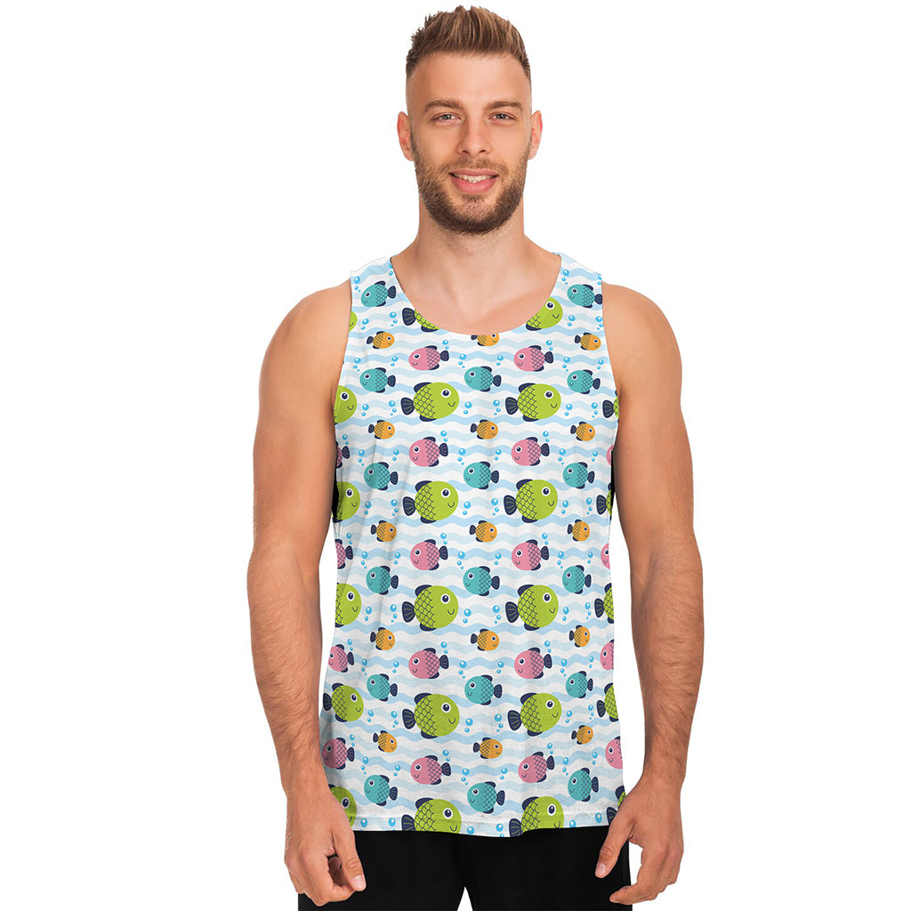 Cartoon Fish Pattern Print Men's Tank Top