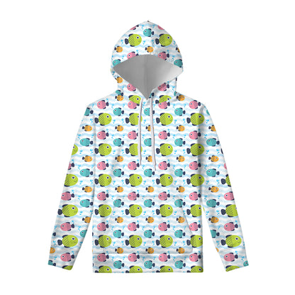 Cartoon Fish Pattern Print Pullover Hoodie