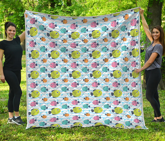 Cartoon Fish Pattern Print Quilt
