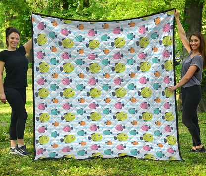Cartoon Fish Pattern Print Quilt