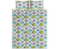 Cartoon Fish Pattern Print Quilt Bed Set