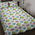 Cartoon Fish Pattern Print Quilt Bed Set