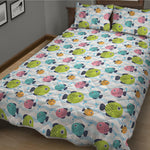 Cartoon Fish Pattern Print Quilt Bed Set