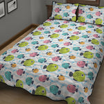 Cartoon Fish Pattern Print Quilt Bed Set