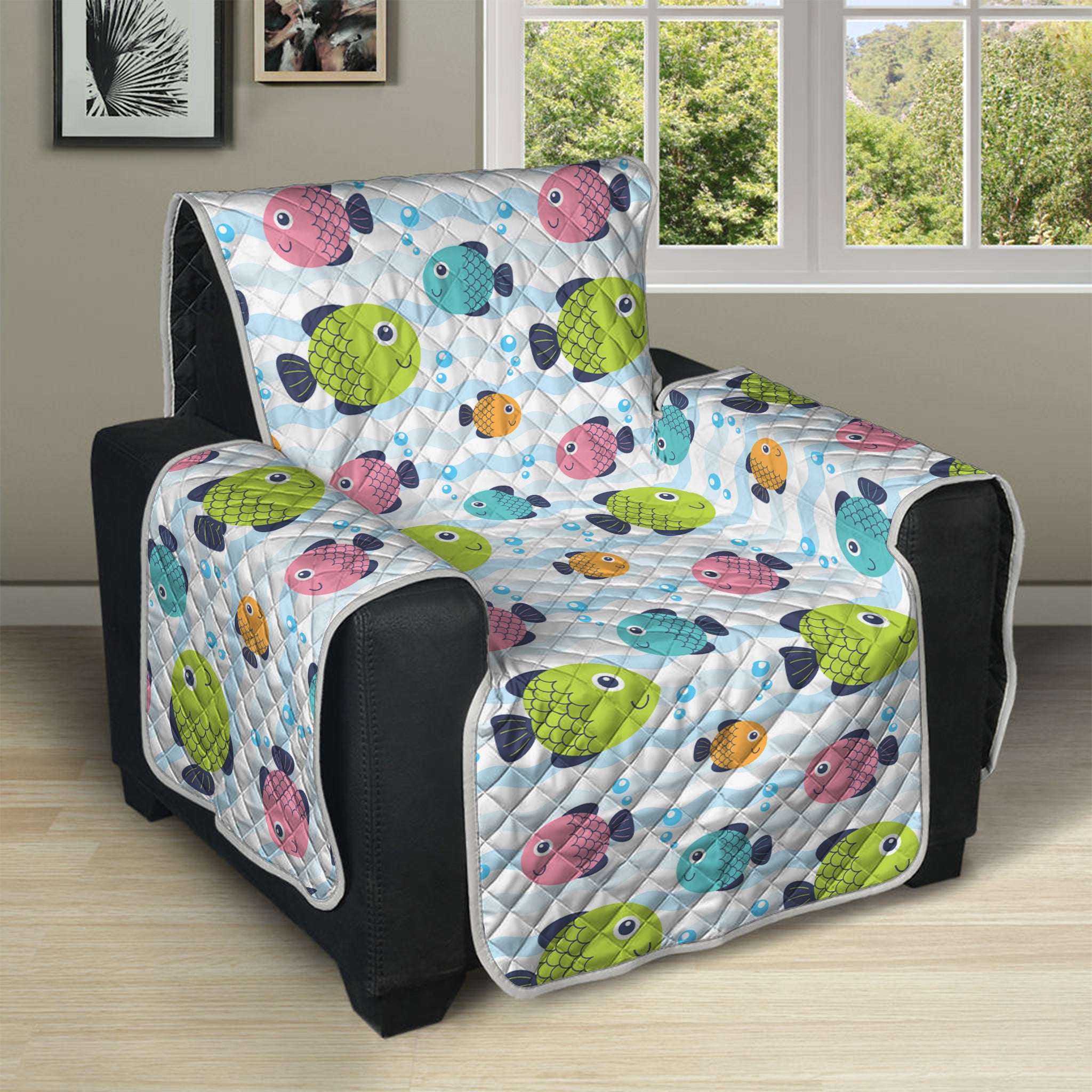 Cartoon Fish Pattern Print Recliner Protector