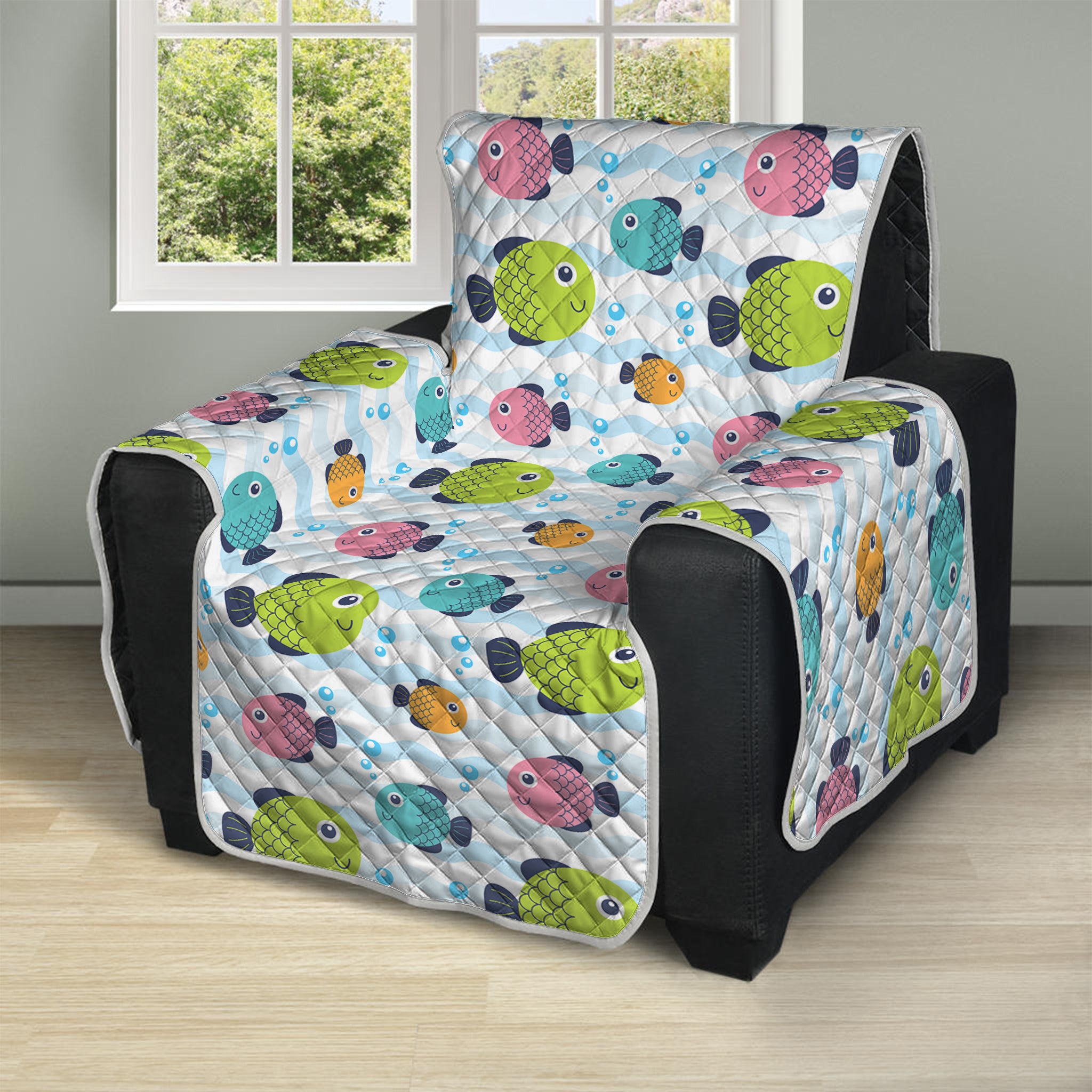 Cartoon Fish Pattern Print Recliner Protector